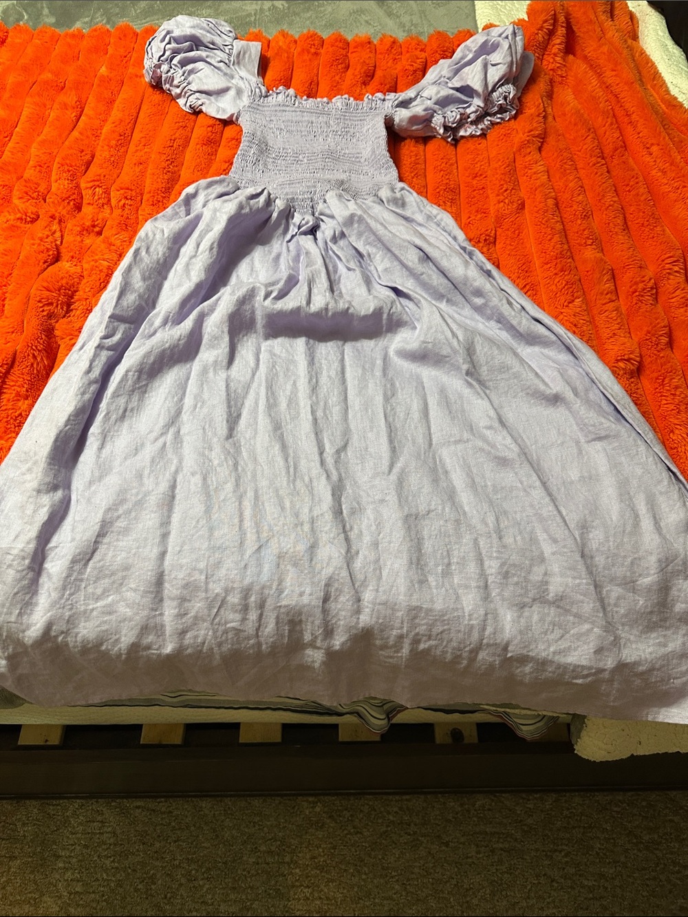Sleeper Lavender Maxi Dress with Puff Sleeves